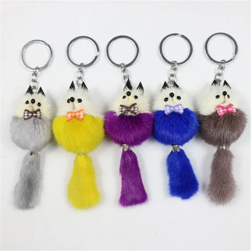 

New small pendants fox fur mink fur pompom grass pendants mobile phone accessories pendants Color pendant bag sent randomly