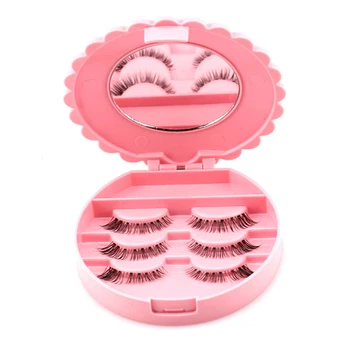 

New 1pc Eyelash Cute False Eyelash Care Storage Case Box With Mirror Container Holder Case Storage Care Container Holder