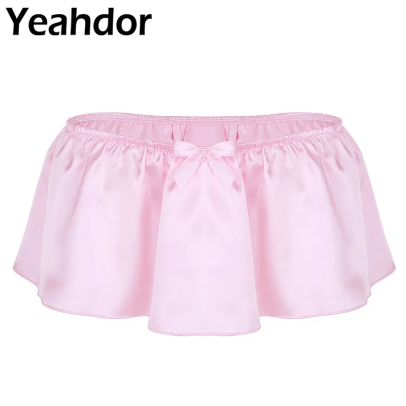 

Mens Sissy Lingerie Soft Shiny Satin Sissy Skirted G-string Thong Underwear Male Homme Sexy Panties Sexy Gay Panties Underpants