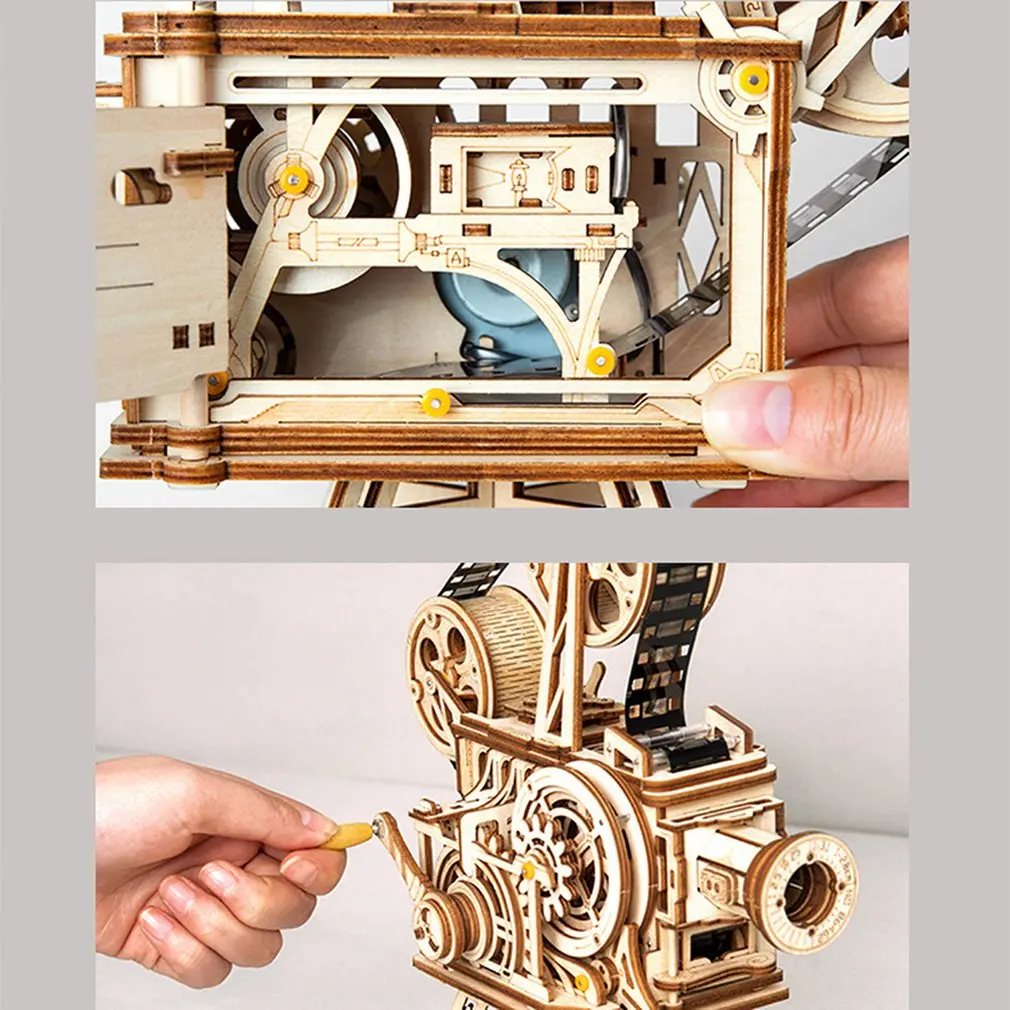 Винтажный проектор ретро 3D трёхмерная головоломка-пазл деревянная модель креативный подарок декоративный проектор головоломка игра сборка