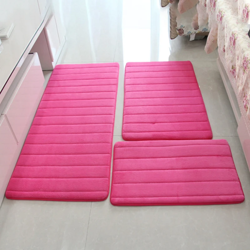 Floor Mat Fiber Carpet Bathroom Floor Mat Bathroom Mat Absorbent Bathroom Mat Bath Mat Anti Slip Mat Toilet Mat 3pcs/set Thicken Floor Carpet for Living Room Non-slip Bathroom Mat Set Coral Fleece Bedside Long Mat Bedroom Door