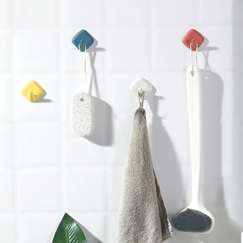 

4Pcs Hook Practical Multifunction Durable Colorful Solid Sticky Hook Adhesive hangers Wall Hanger for Bathroom Kitchen Home A30