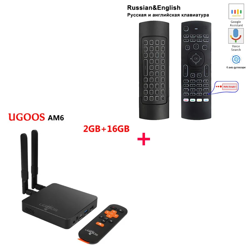 UGOOS AM6 4K Smart tv Box Amlogic S922X 2 Гб DDR4 16 ГБ Android 9,0 ТВ-приставка 4 ГБ 32 ГБ 1000 Мбит/с BT5.0 2,4G 5G wifi медиаплеер - Цвет: 2G16G add RU mic