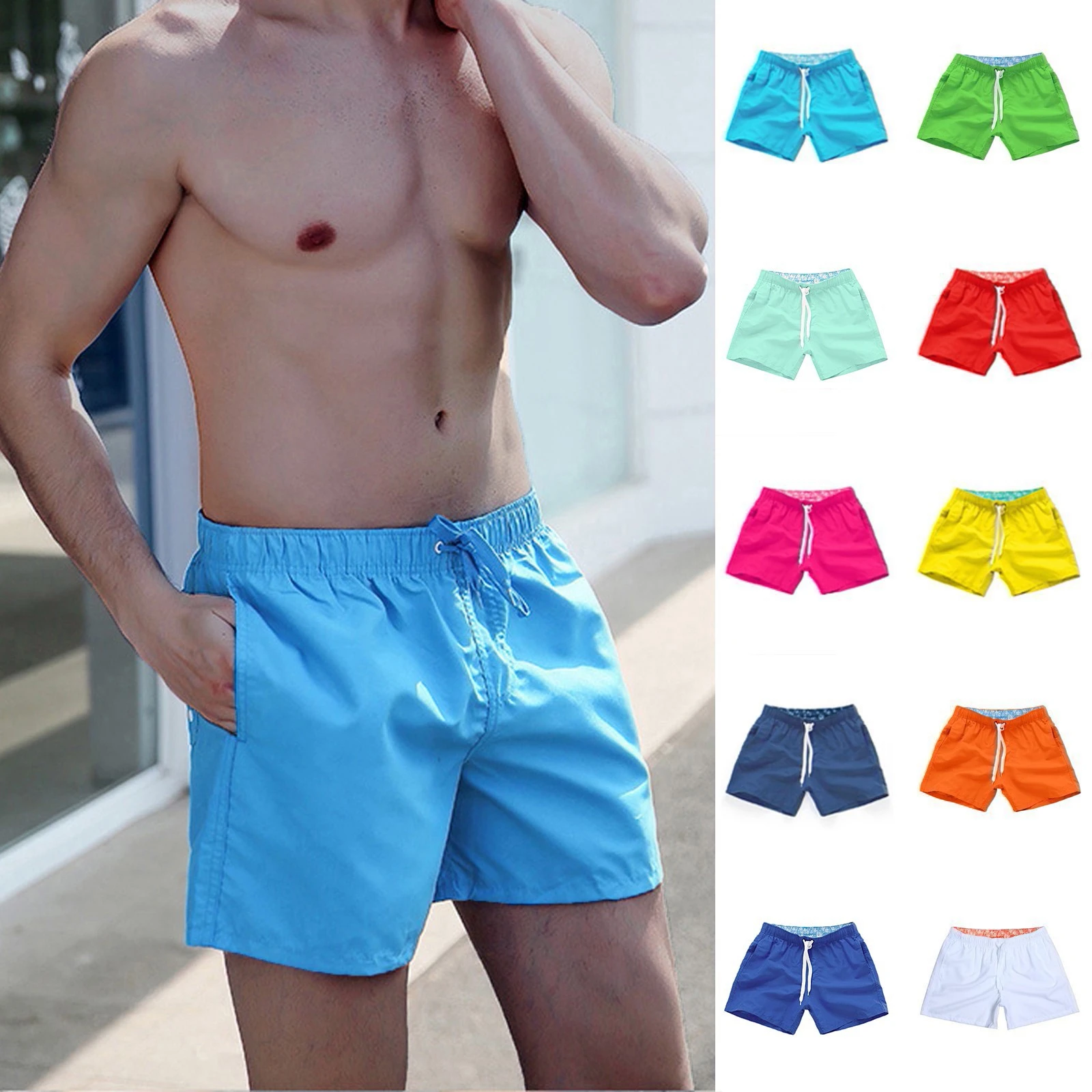 Piscina Bañadores Hombre Bañadores cortos de verano Casual playa surf pantalones cortos clásico ropa para nadar playa Pantalones|Pantalones cortos de surf y playa| - AliExpress