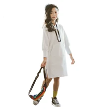 Повседневное платье для девочек г. Весенне-осенняя хлопковая детская одежда однотонное платье с капюшоном и длинными рукавами для девочек Спортивная Детская одежда