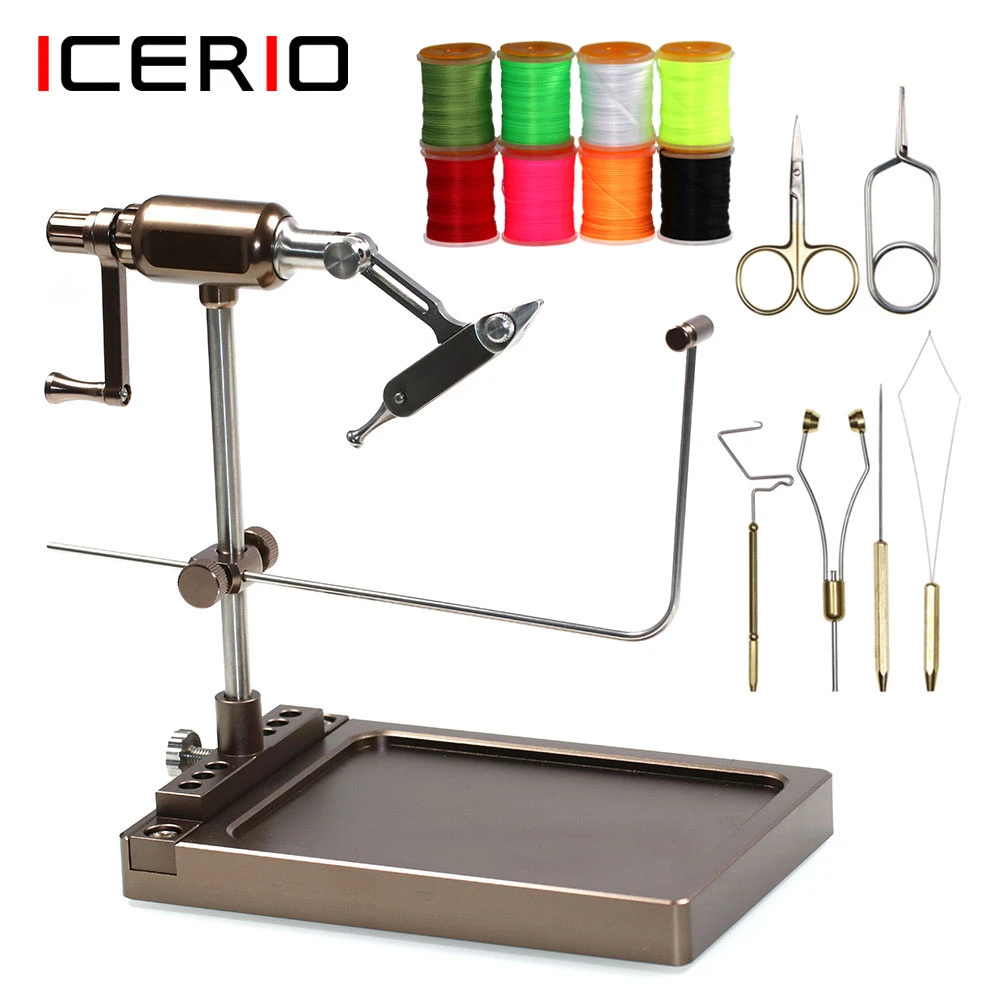 ICERIO 360° Rotation Fly Tying Vise Jigging Fishing Lure Maker Tools