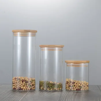

Transparent Glass Kitchen Storage Bottle High Borosilicate Food Bulk Container Stackable Dried Fruit Storage Can Salad Bowl Box