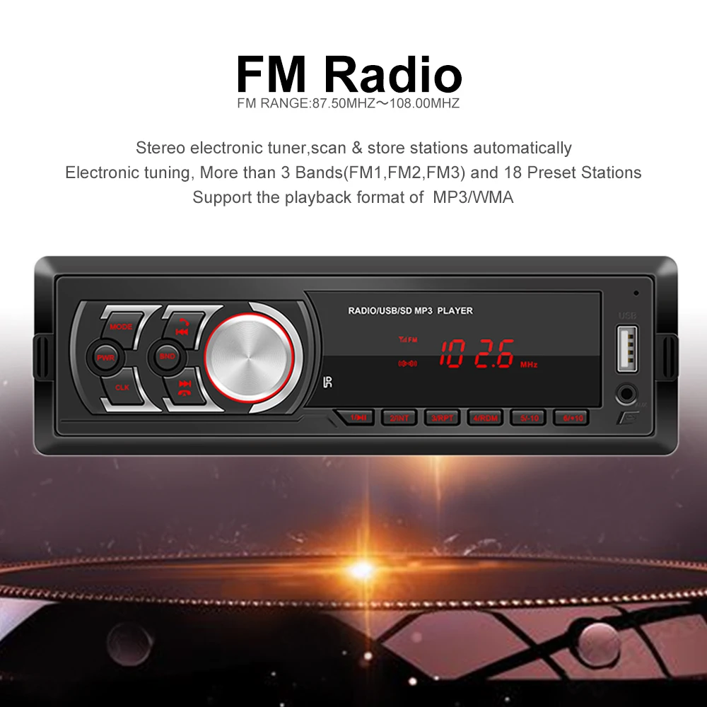 Автомобильное радио AUSEK 1din 12 В в тире автоаудио стерео Bluetooth Авторадио FM AUX вход