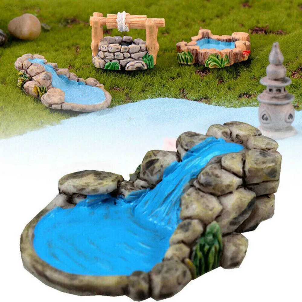 New DIY Miniature Landscape Mini Pool Fairy Tale Garden Lawn Decoration Mountain Doll HouseHome Decoration Crafts Ornaments miniature ornament