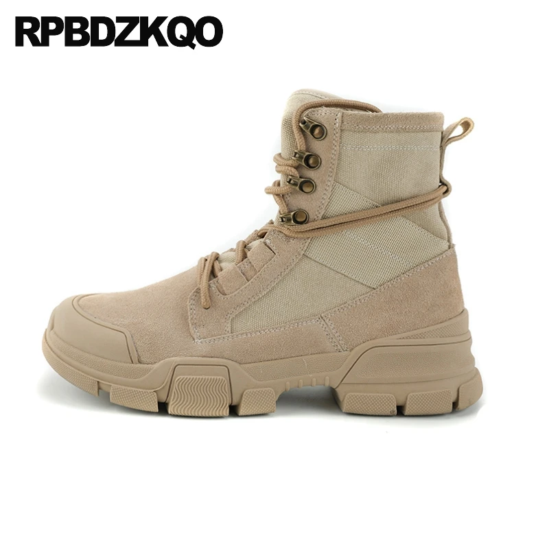 Ботинки милитари из искусственного меха холщовая ткань замшевые зимние