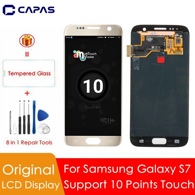 Оригинальный емкостный сенсорный экран для Galaxy S7 LCD 10 Touch Super AMOLED запасные части