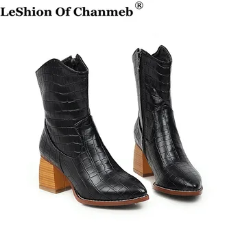 

Hot Sale Python Print Western Boots PU Leather Snakeskin Ankle Boots Block Heels Pointed Toe Cowboy Boots for Women Cowgirl Boot
