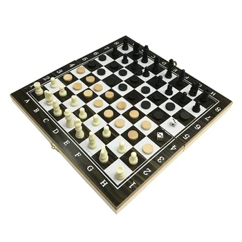 

3 In 1 Board Game Wooden Backgammon Learning Foldable Entertainment Travel Beginners Educational Toy Chess Checkers Kids Adults