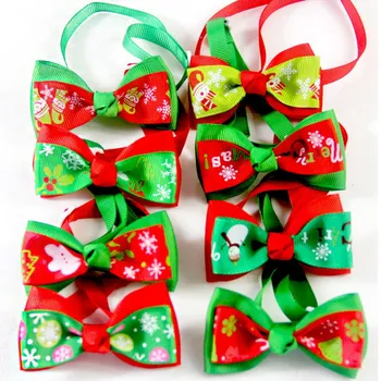 

8pcs/lot Pet Cat Dog Collar Merry Christmas Adjustable Neck Strap Bow Tie Cat Dog Grooming Accessories Pet Product Xmas Supplies