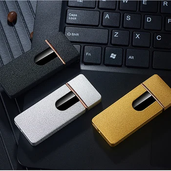 

USB Rechargeable Electric Lighter Touchscreen Tungsten Windproof Flameless Ultra-thin Cigarette Slim Coil Lighter