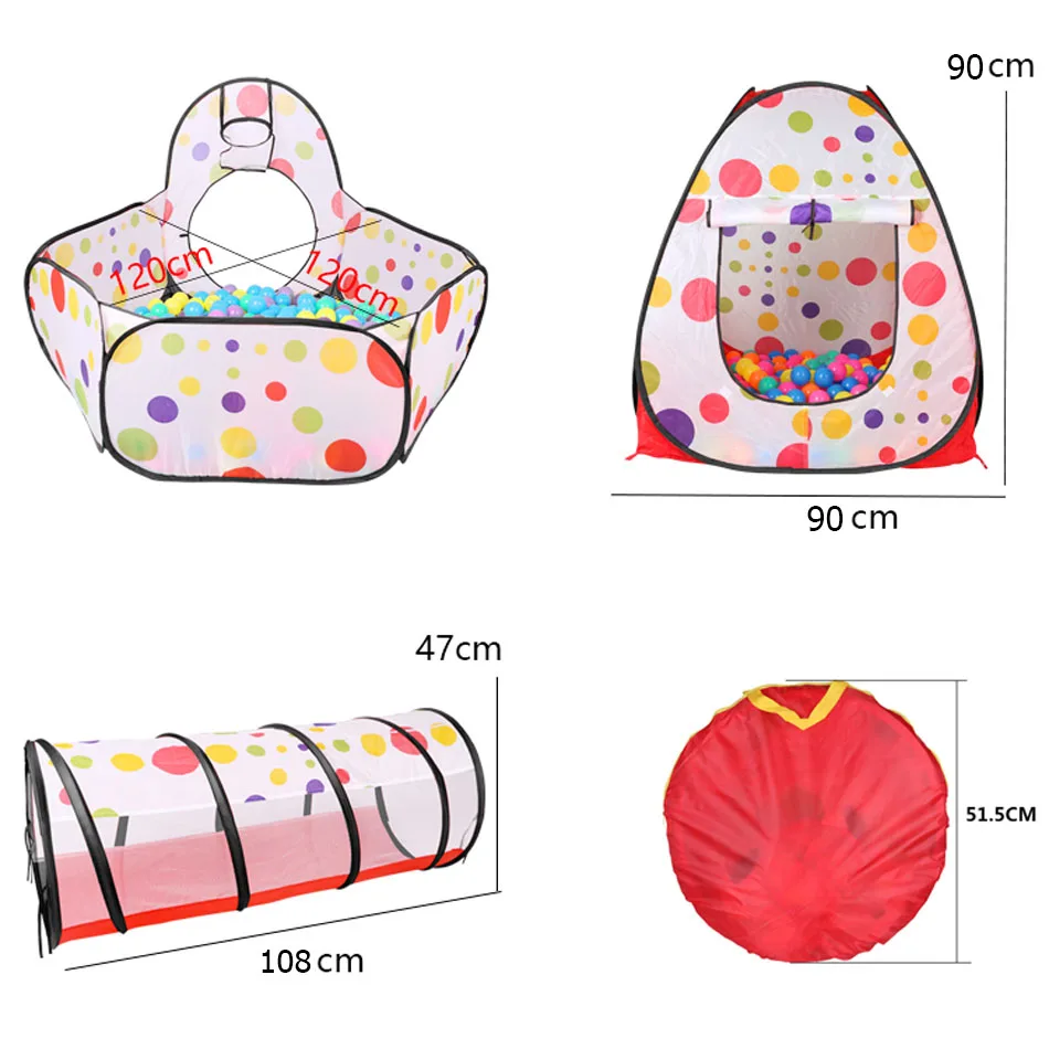 IMBABY Children's Tent 3 In 1 Toy Tent&Baby Balls Pool&Crawling Tunnel Foldable Tipi Tent Baby Playpen Outdoor Toys for Children 6
