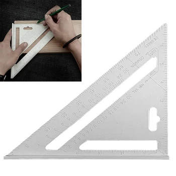 

12" Triangle Smooth Square Durable Clear Surface Aluminium Alloy English System Portable Technology Work Ruler
