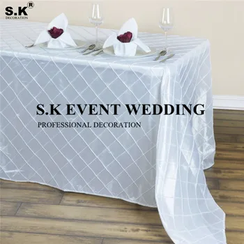 

S.K 10 Colors Rectangle Pintuck Taffeta Table Cloth Banquet Poly Tablecloth For Wedding Event Home Decoration