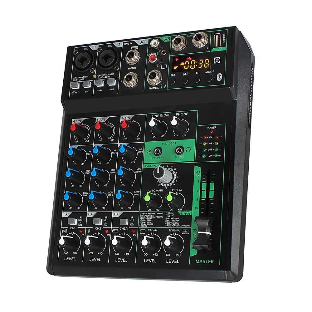 NS-8FX 4-канальный USB-аудио микшер Fantasy Power Многофункциональный миксер 48 В микшерная