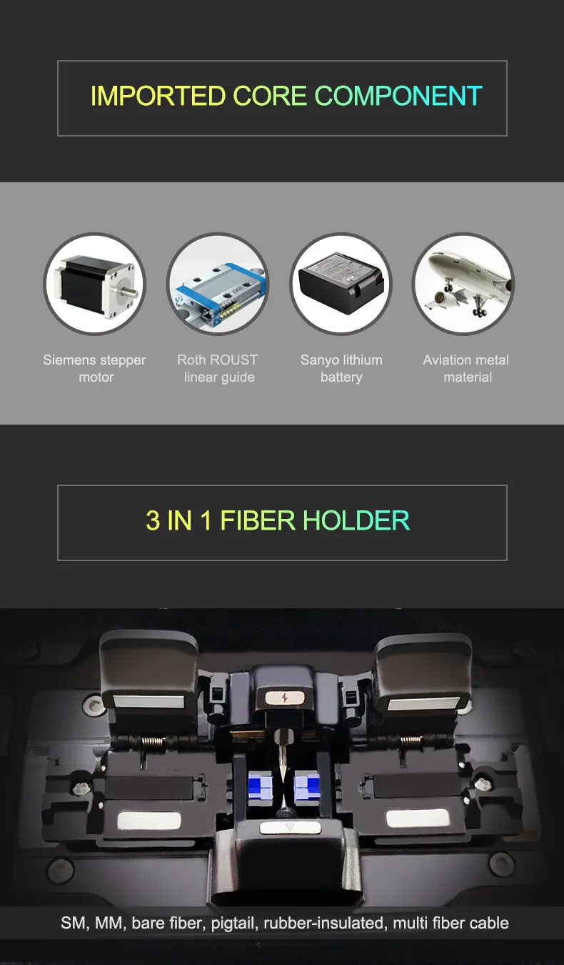 Máquina de Emenda Inteligente da Fibra Ótica de Ftth da Multi-língua Splicer da Fusão da Fibra Automática Ótica Ai-9 sm & mm 4 de ftth da multi-língua AI-9 automática sm