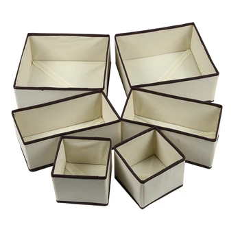 

Hot Sale 6Pcs Foldable Underwear Storage Box Drawer Divider Bras Socks Washable Folding Boxes Home Storage Organizer No Woven Fa
