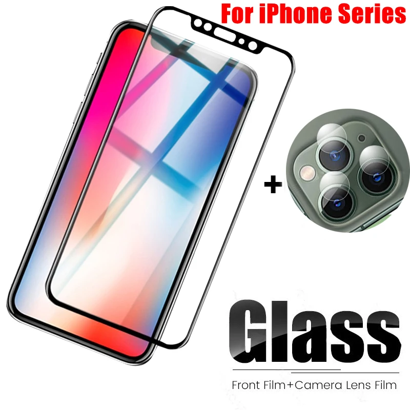 2 в 1 iphone закаленное стекло для 11 Pro Max камера защитная пленка защитное на X XR XS