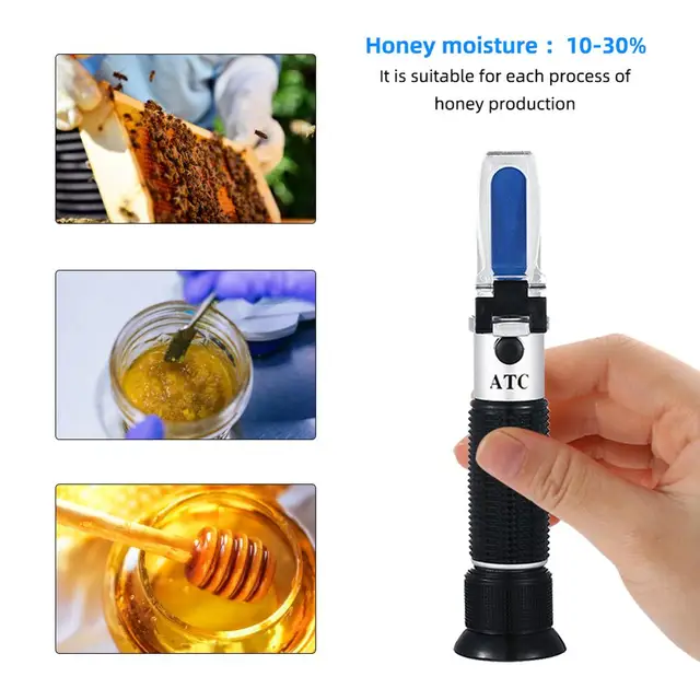 Kézi Mézes Nedvesség-Refraktométer 10-30% Mézvízkoncentrációmérő Méhész Eszköz Refrakciós Tesztelő Atc-Vel - Image 4
