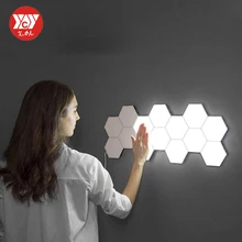 US/EU LED Quantum Lamp Hexagonal Modular Touch Sensitive Lighting Night Light Magnetic Hexagons Creative Decoration Wall Lampara
