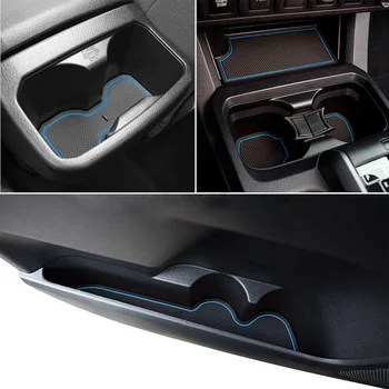 

PVC Center Console Liner Black&Blue Part Cup Accessories For Toyota Tacoma 16-19
