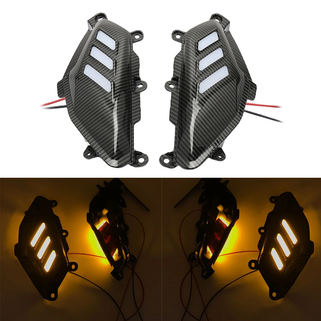 Motorcycle Rear Side Guard Cover Cap with LED Light Trim For Yamaha Nmax 155
