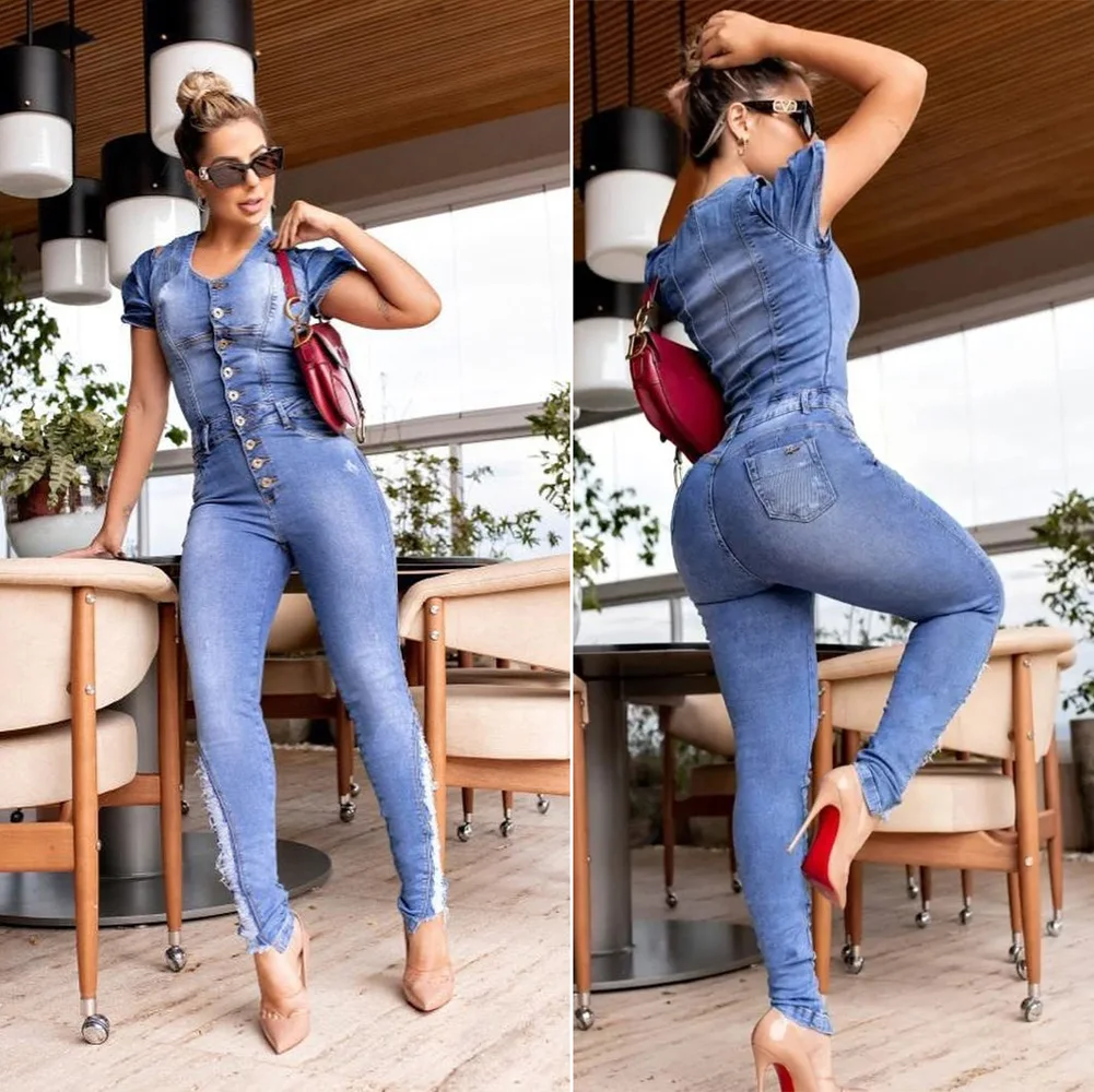 Blue Sleeveless Denim Overalls Wide Leg Loose Fit Straight - Temu