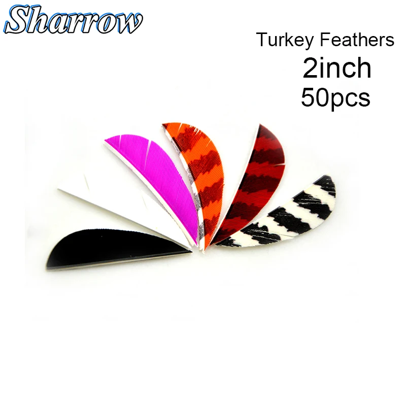 

50Pcs 3 inch Shield Shape Turkey Feather 8 Colour High Quality Real Feather Arrow Feathers Vanes Archery Arrows