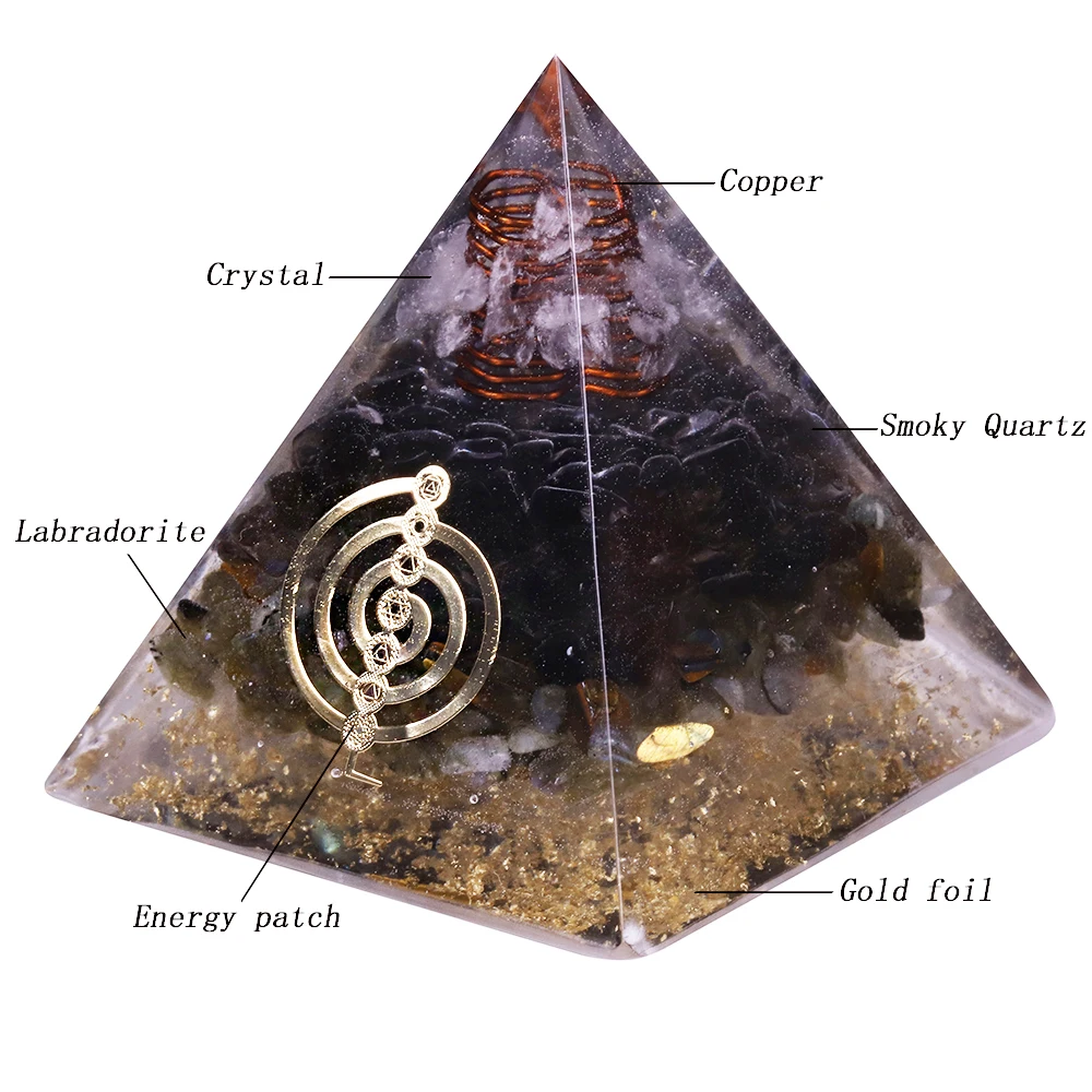 Органитовая Пирамида муладхара чакра обсидиан натуральный кристалл лабрадорит отталкивает нечисть Пирамида процесс украшения Смола подарок