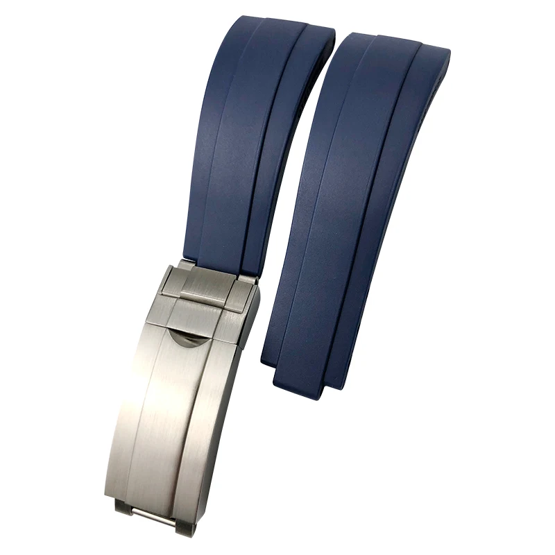 20mm 21mm 19mm 18mm High Quality Rubber Silicone Watch Band for Role Rolex Yacht Master Daytona Submariner Glide Lock Buckle