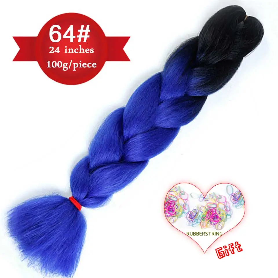 DIFEI два/Три Тона Цветные вязанные крючком косички волосы розовый синий цвет большие синтетические косы Омбре плетение волос для наращивания - Цвет: #5