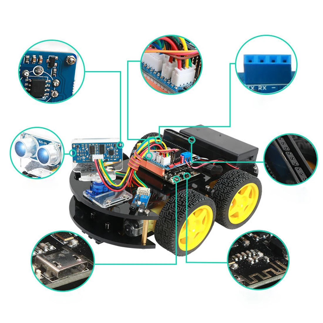  DIY Obstacle Avoidance Smart Programmable Robot Car Educational Learning Kit For Arduino UNO / BLE  - 4000283778478