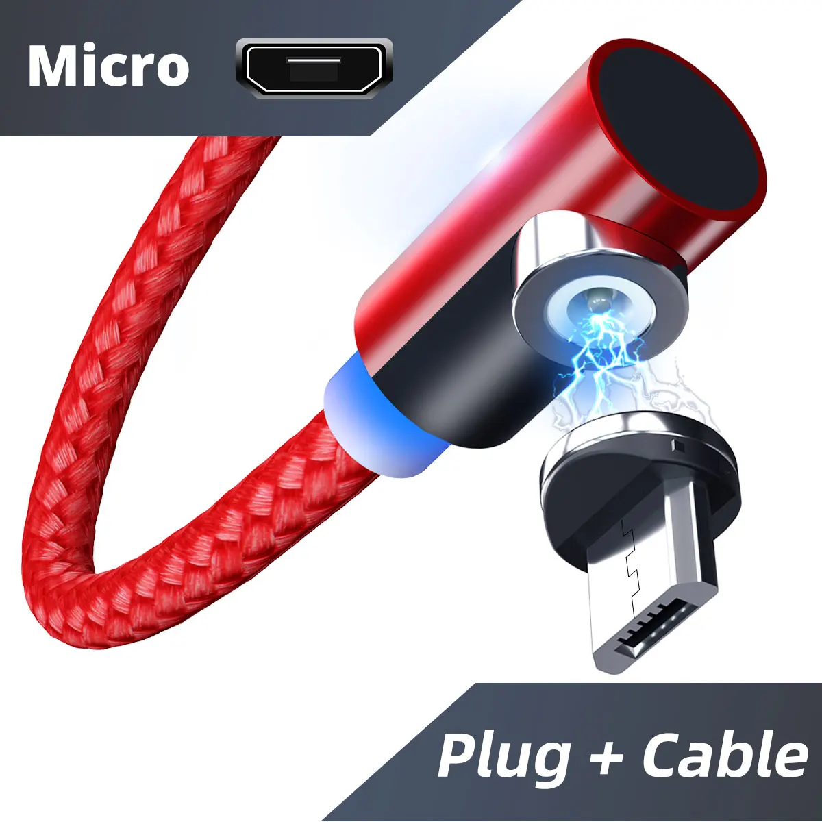 GUUGEI Магнитный кабель Micro usb type C адаптер зарядное устройство 90 градусов быстрая зарядка игровая зарядка провод для iPhone XS Max xiaomi note8 - Цвет: micro usb cable