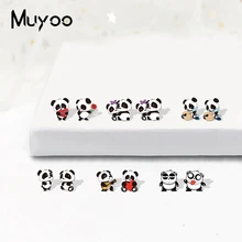 Модные Акриловые серьги мультяшная Милая панда эпоксидные серьги из полимеров мультяшная озорная панда животные серьги