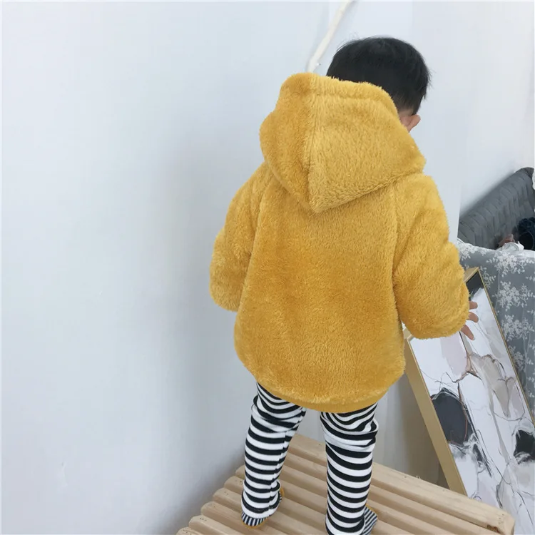 

2018 Korean-style Winnie the Pooh Furry Hooded Tops + Stripes Pants Two-Piece Set Home Set
