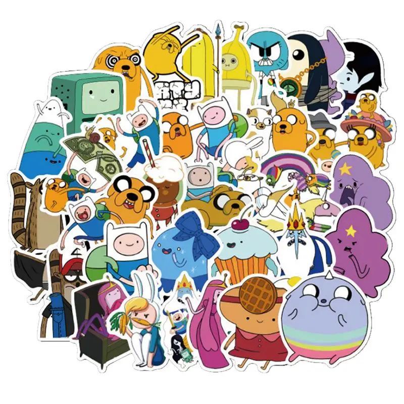 

50pcs Pack Cartoon Adventure Time Stickers Skateboard Luggage Motorcycle Snowboard Guitar Laptop Waterproof PVC Stickers Toys