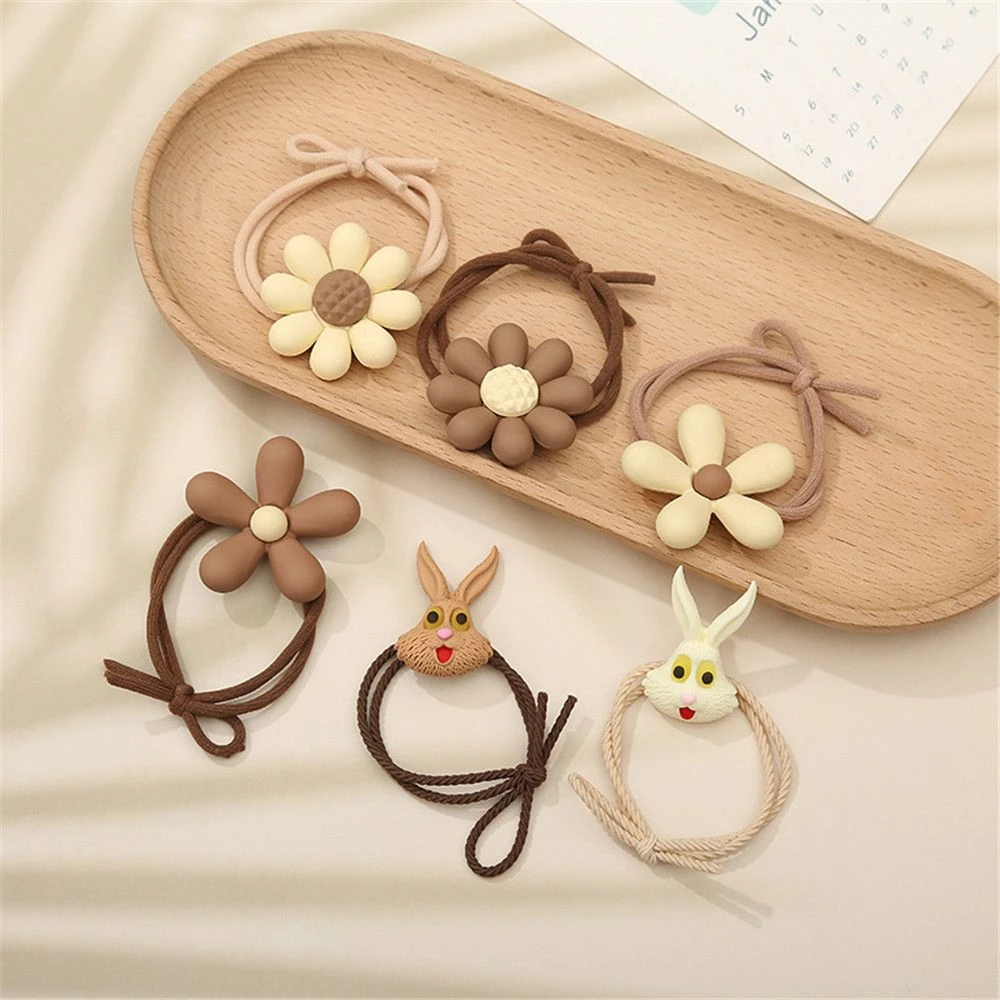 Korean Cute Flower Bunny Hair Tie Hair Rope Elastic Rubber Hair Band Flower  Hair Accessories Women Girls Ponytail Rubber Band|Women's Hair Accessories|  - AliExpress