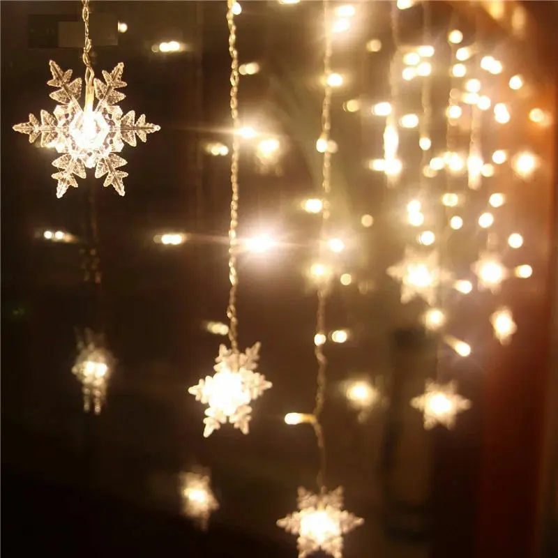 Рождественский светодиодный светильник-Гирлянда для занавесок, 3x3/6x3 м, светодиодный вечерние садовые сцены, открытый водонепроницаемый декоративный Сказочный светильник, 8 режимов
