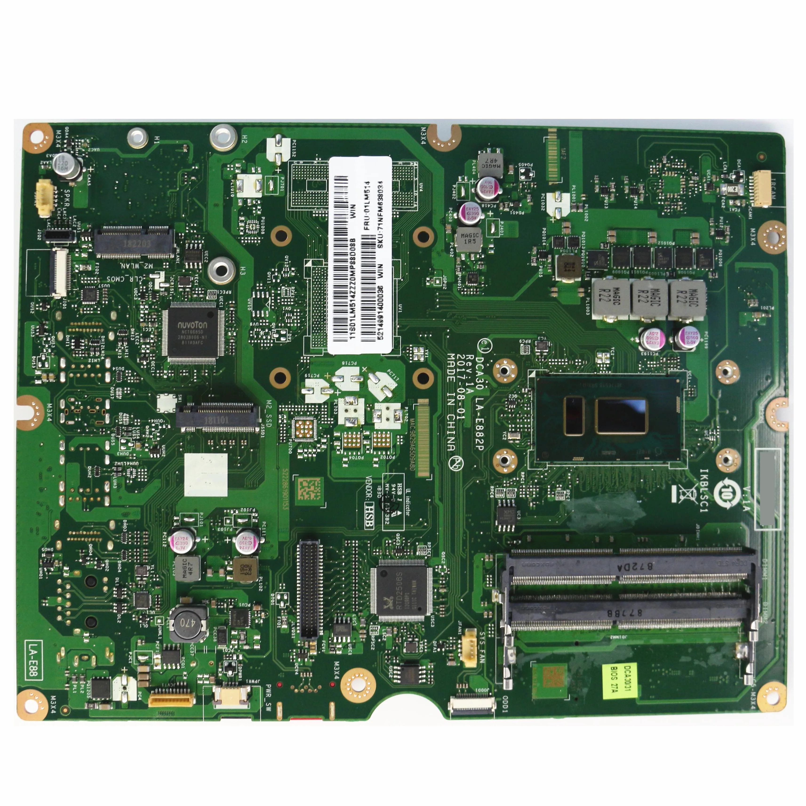 레노버 Ideacentre AIO 520-22IKU 올인원 마더 보드 I3-7020U CPU DDR4 LA-E882P 01LM514