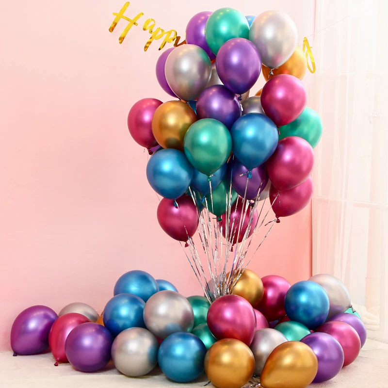 

10PCS 10inch silver gold Metallic Latex Balloons Pearly Metal balloon Gold Colors Globos Wedding Birthday Party Supplies Balloon