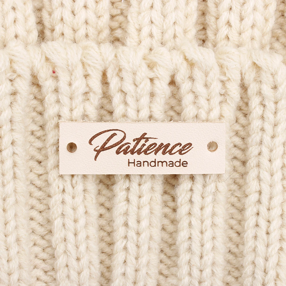 

Leather tags, Custom leather labels, Knitting Tags For Hats, knitting tags, crochet labels, for handwork gifts (PB3202)