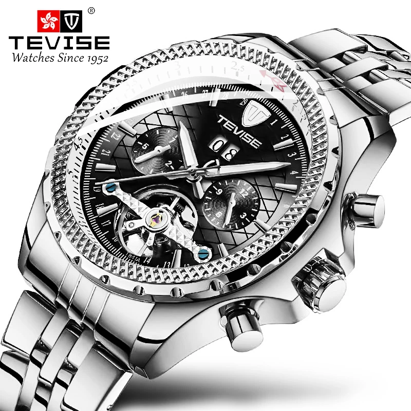 

TEVISE Luxury Brand Fashion Stainless Steel Automatic Watch Men New Multi Function Waterproof Mechanical Watch Relogio Masculino