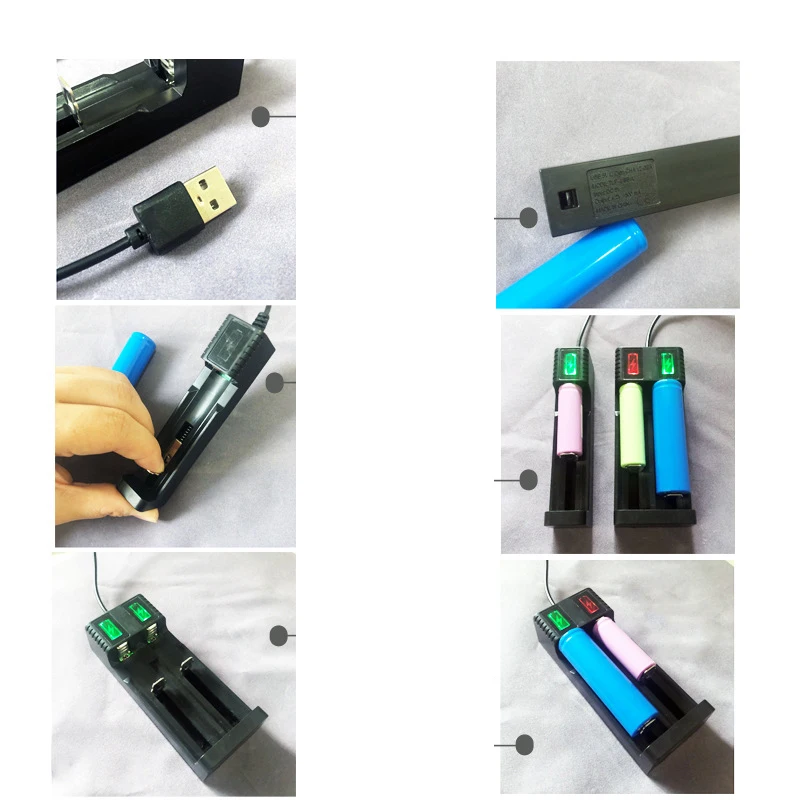 Battery Charger Adapter Universal USB 1/2 slot 18650 Smart Charging For Rechargeable Batteries Li-ion 18650 26650 14500