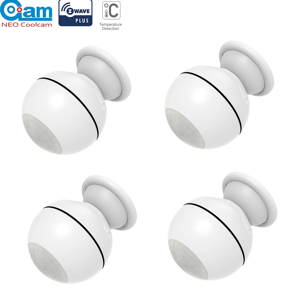 NEO COOLCAM 4pcs/Lot NAS-PD01Z Z-wave Pus PIR Motion Sensor +LUX+Temperature Detector Home Automation Alarm System Motion Alarm