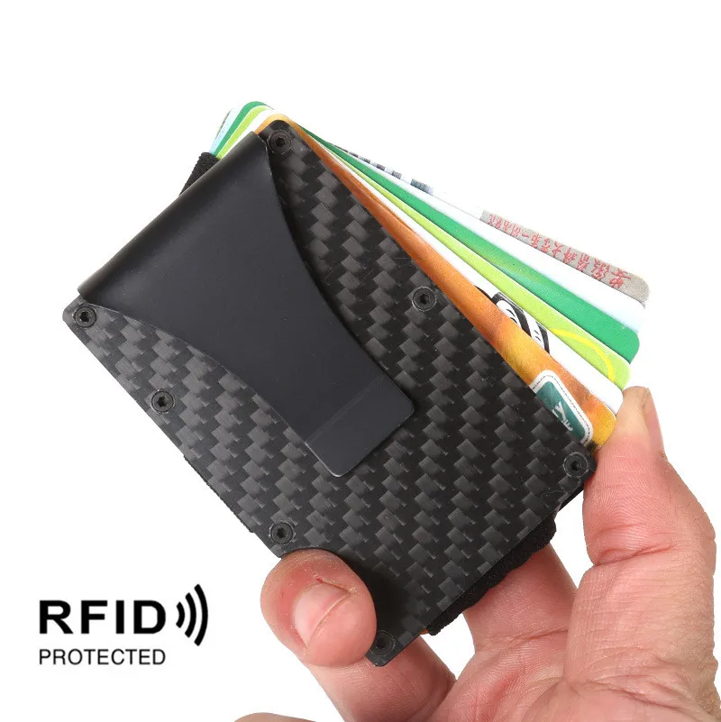 

2019 New Carbon Fiber Credit Card Holder Slim RFID Blocking Band Wallets Men Business Card Holders Durable Carbon Case Purse