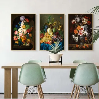 

Home Decoration Poster Prints Wall Art Canvas Paintings Picture Classical flower, antique still life oil painting Fruit